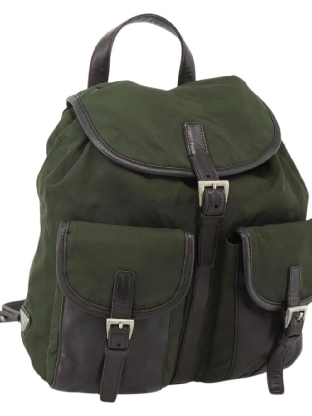 PRADA Backpack Nylon Green Silver Auth bs34256
